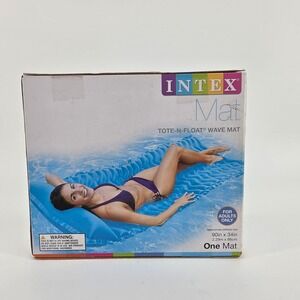 Intex Tote-N-Float Wave Mat Inflatable Pool Float Blue Adult Lounger 58807WA NIB